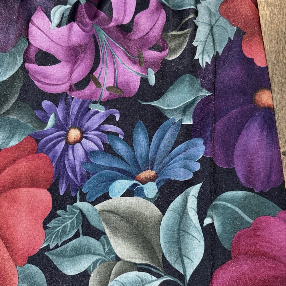 Vintage Alfred Dunner Midi Skirt Womens Sz 8 Bright Floral Dark Romantic USA - Picture 9 of 12